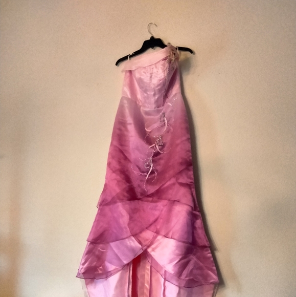 MANNY OCAMPO Pink ombre tiered strapless dress sequin floral prom wedding formal - Picture 1 of 9